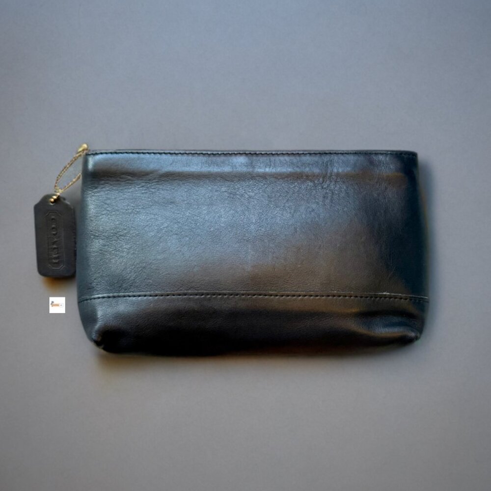 Coach Black Leather Cosmetic Case Pouch USA